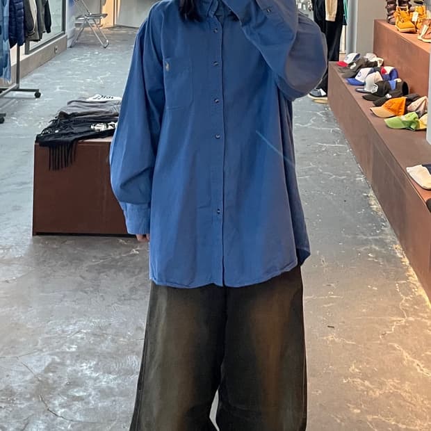 폴로 랄프로렌 오버핏 블루 옥스포드 셔츠 H1033