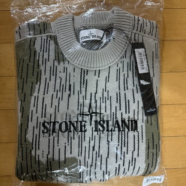 스톤아일랜드 레인 카모 자카드 크루넥 니트