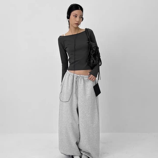 블랙업 퍼릿 오버핏 조거 밴딩팬츠