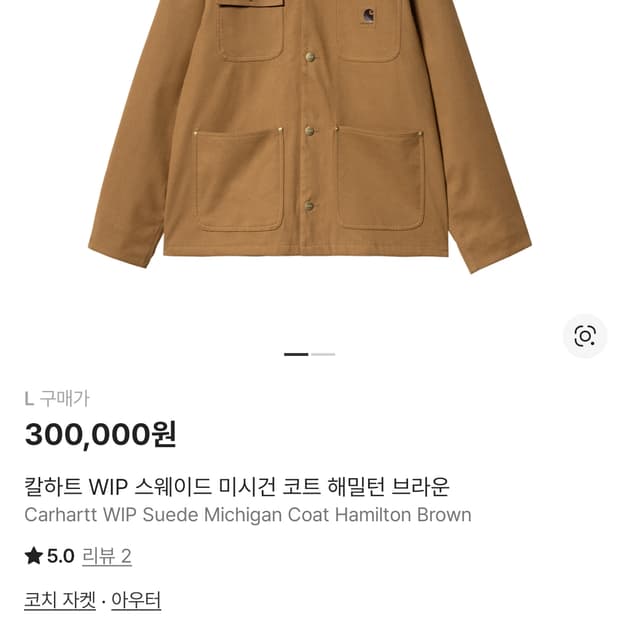 칼하트 wip 미시건 코트