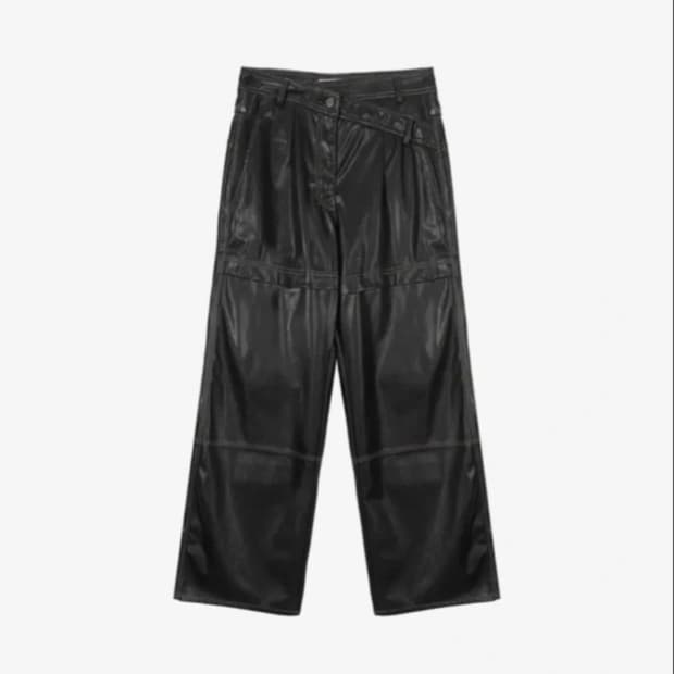 마뗑킴  WAIST UNBALANCED LEATHER PANTS 