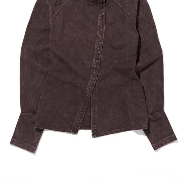 미스치프 워시드 져지 셔츠 퍼플 브라운