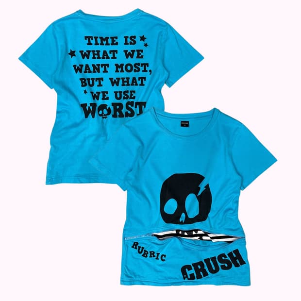 kitsch skull zipper detail t-shirt