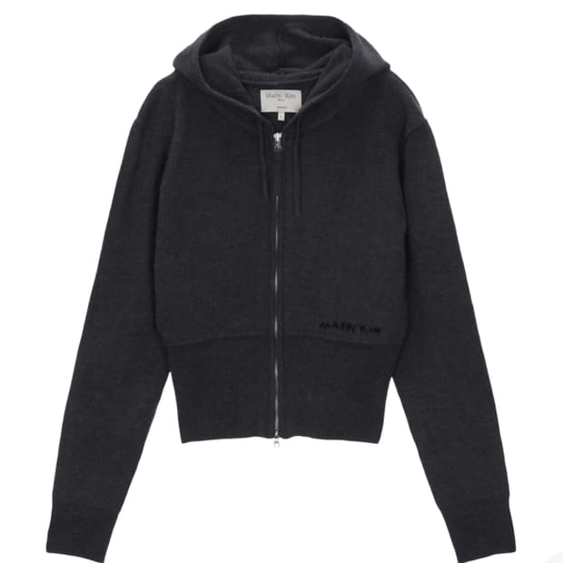 (새상품) 마뗑킴 니트 후디 집업 차콜