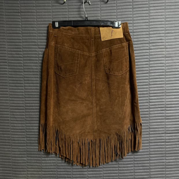 빈티지 웨스턴 프린지 스웨이드 세무 스커트