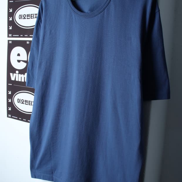 (2XL) 무신사 스탠다드 반팔 티셔츠 빅사이즈 무지 블루-H32931