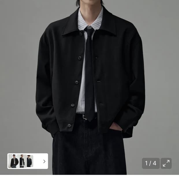 (새상품)(XL) 드로우핏 도브 울 미니멀 라인 자켓 BLACK