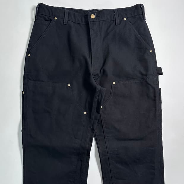 칼하트 b01 블랙 캔버스 더블니 팬츠 