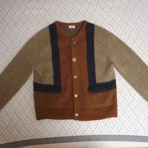 CELINE Cardigan In Brushed Mohair Brown