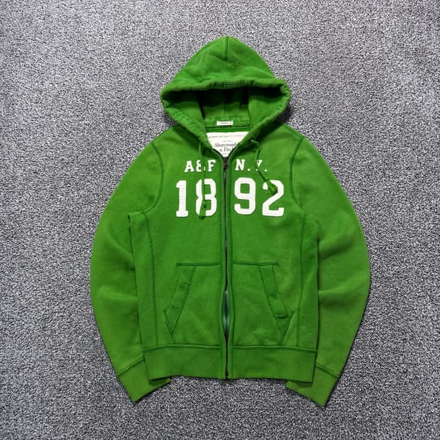 Name : 아베크롬비 그린컬러 포인트로고 그린컬러 후드집업 :)