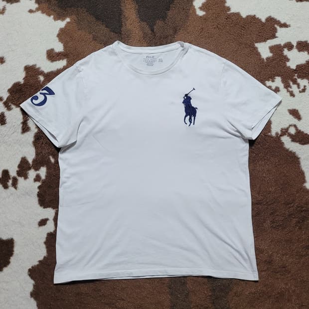 폴로 랄프로렌 남성용 빅포니 화이트 라운드티(XL)