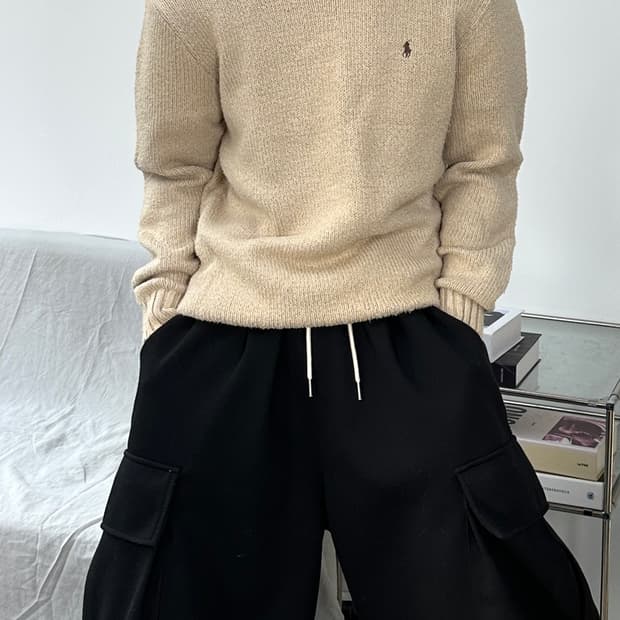 폴로 랄프로렌 코튼 베이지 니트 L