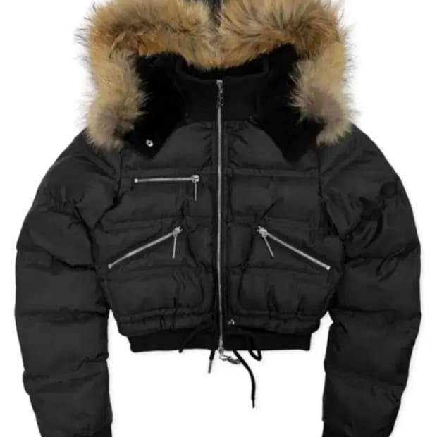 (새상품) 페일제이드 라쿤 퍼 후드 패딩 푸퍼 봄버 블랙