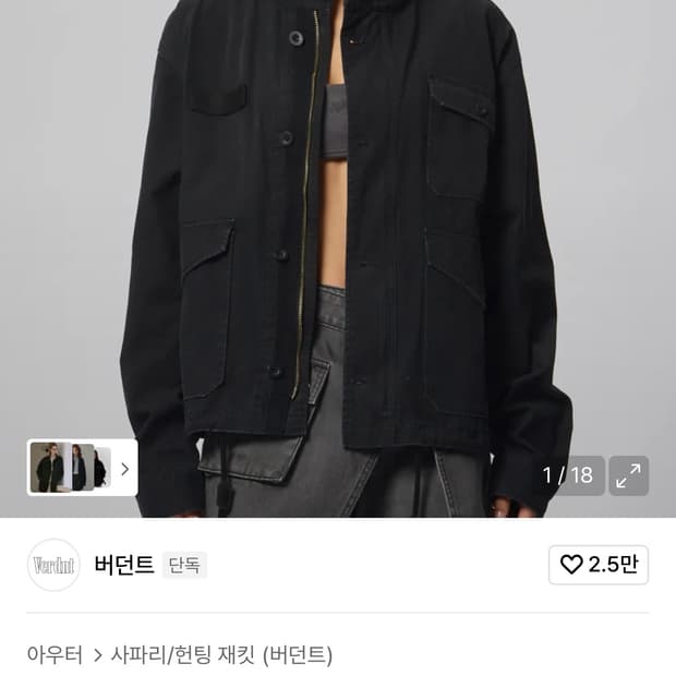 버던트 가먼트 다잉 야상 점퍼(블랙)