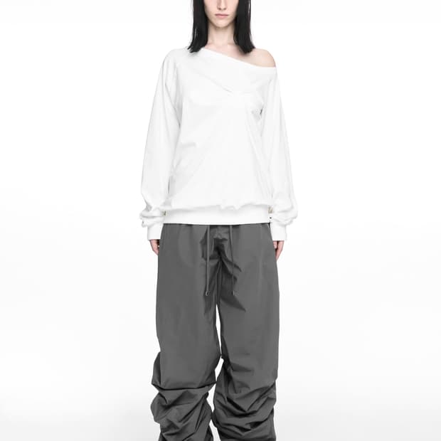 PINTUCK NYLON PANTS (UNISEX) CHARCOAL