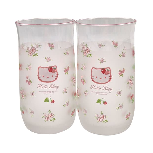 00s 고전 키티 불투명 딸기 텀블러 글라스 1p