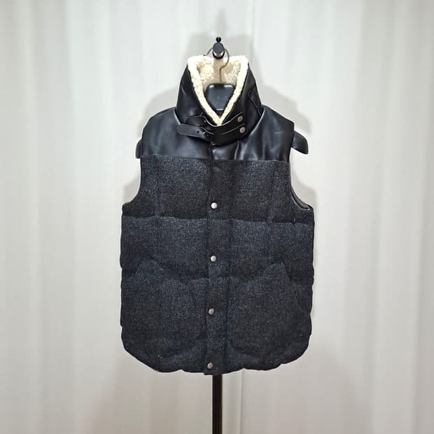 (택포) 펜필드 울 가죽 다운 베스트 L B140