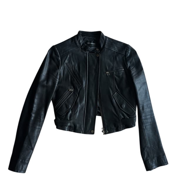 [램스킨] 빈티지 크롭 램스킨 바이커 레더자켓