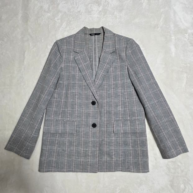 (S)여성 미쏘 린넨 블랜드 체크 자켓