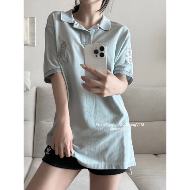 폴로 랄프로렌 일본 빅포니 연청 데님 실버 pk 반팔