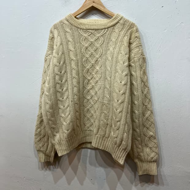 City Guy 퓨어울 아란 케이블 니트 스웨터 