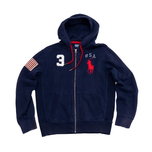 폴로 랄프로렌 빅포니 USA 플래그 후드집업 네이비