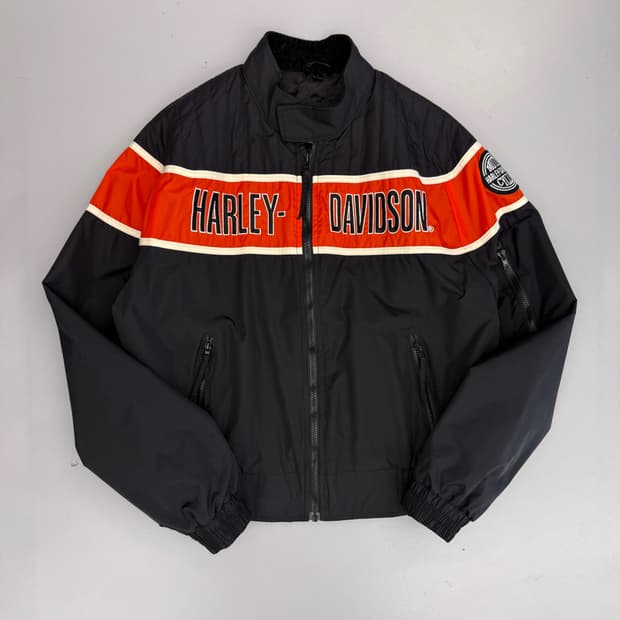할리데이비슨 루즈핏 빅로고 레이싱 나일론 봄버 자켓