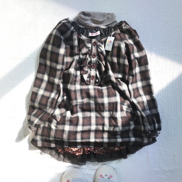 JPN/ 모리걸긴팔블라우스 모리룩긴팔블라우스 브라운블라우스