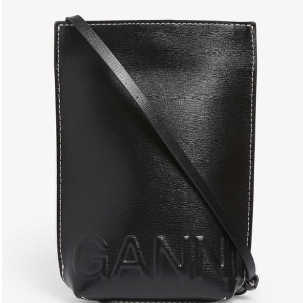 가니 로고 엠보스 레더 크로스백