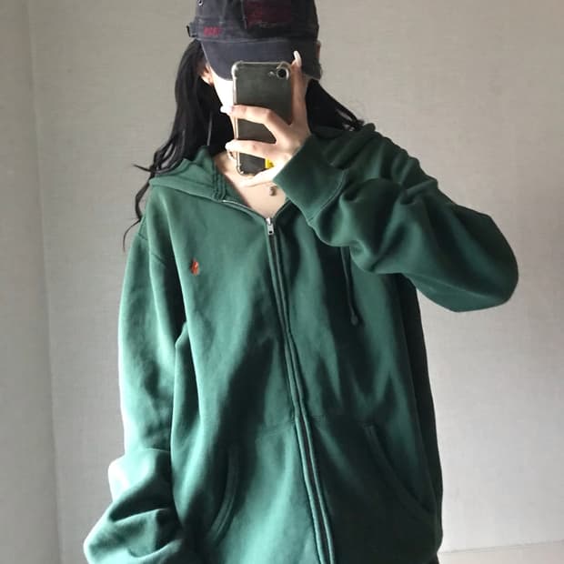 폴로 그린 후드집업