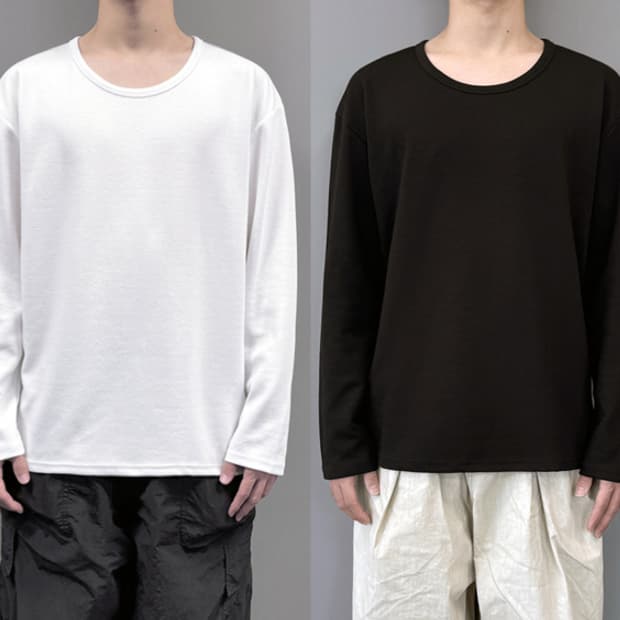 유핑 2025 스쿱 U넥 긴팔티셔츠 화이트 판매합니다.