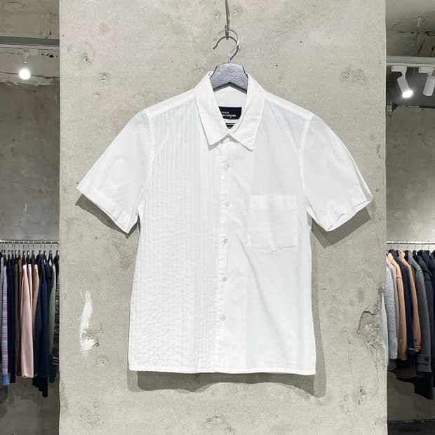 꼼데가르송 트리콧 화이트 ad1989 스플릿 스트라이프 하프 셔츠