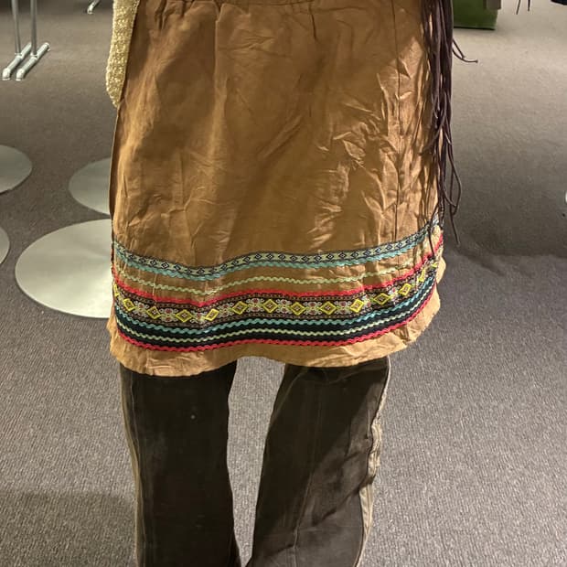 OS)Japanese vintage 자수 디테일 브라운 미니 스커트