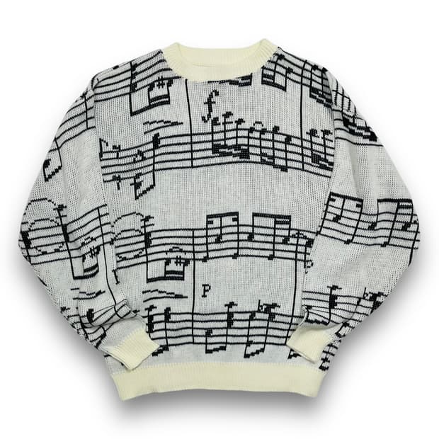 AIM 80s 음표 무늬 빈티지 스웨터 니트
