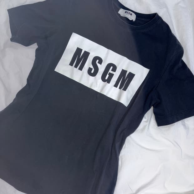 msgm 박스 로고 반팔 티셔츠 블랙