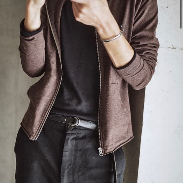 Textured Hoodie Zip 브라운 3