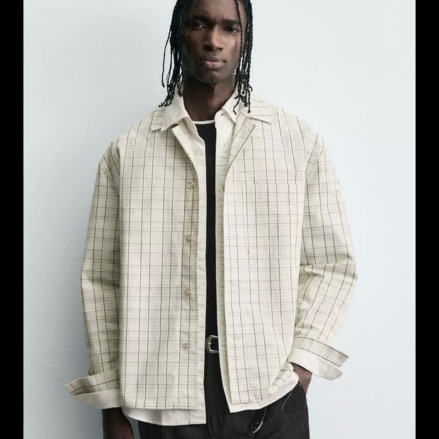 자라 핀터맛 크롭 체크셔츠 