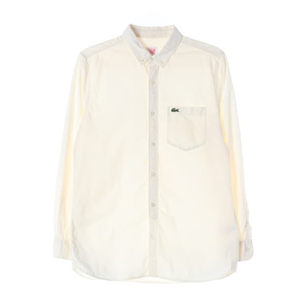 라코스테 라이브 화이트 옥스퍼드 버튼다운 셔츠 M