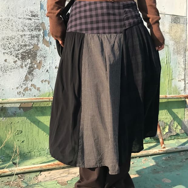 믹스 패치워크 스커트 