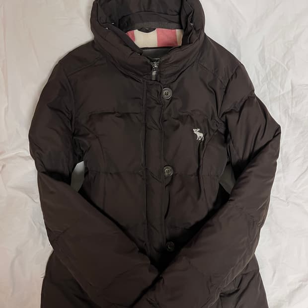 아베크롬비 y2k 슬림핏 브라운 초코 패딩 자켓