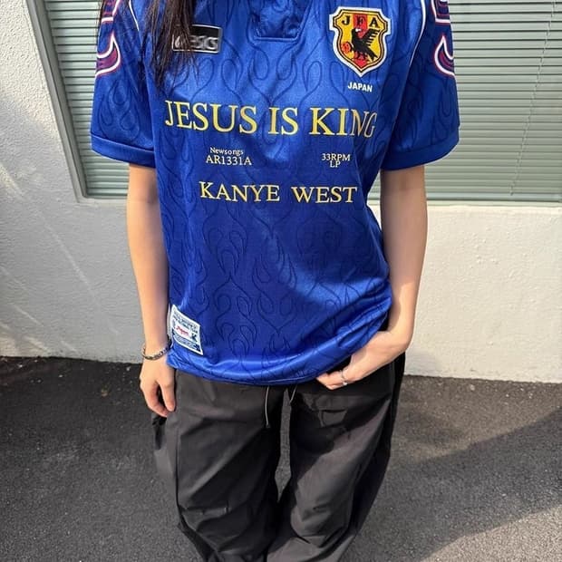 Kanye웨스트 축구유니품 커스텀 일본국대 레트로 축구반팔