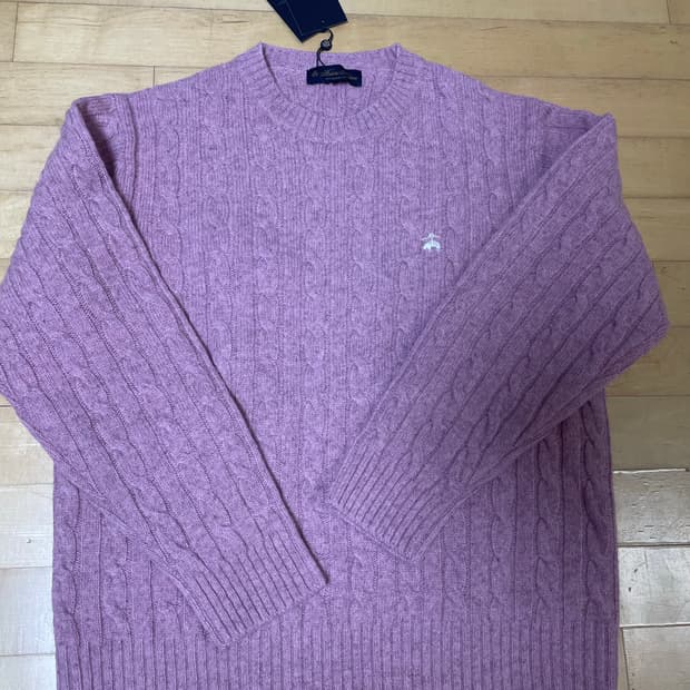 (새상품)브룩스 브라더스 셰틀랜드 케이블 로고 스웨터 핑크(M)