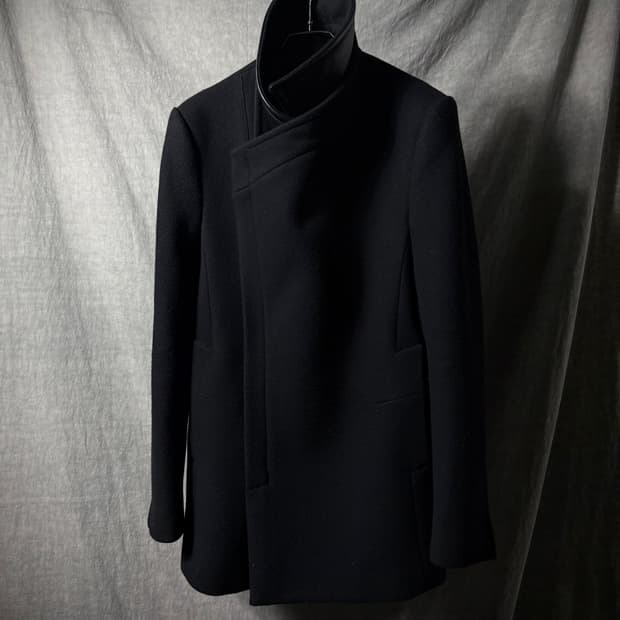 SYSTEM Asymmetric High-Neck Wool Coat 
