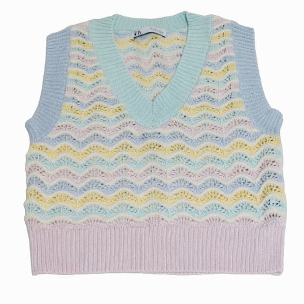 y2k 모리걸 zara 자라 웨이브 크로셰 니트 조끼 베스트