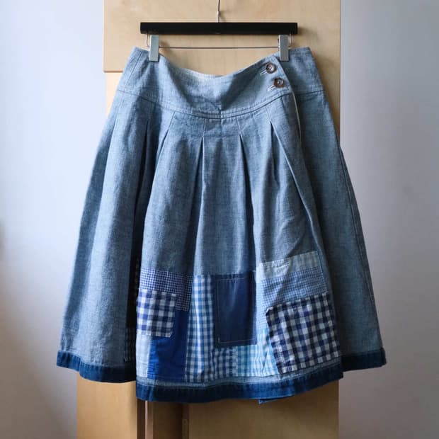 2012 Denim Patchwork Wrap Skirt