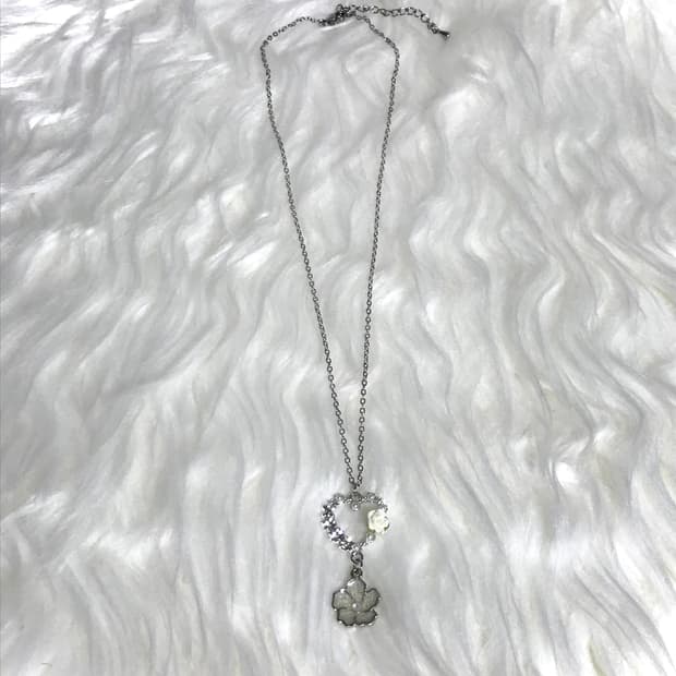 모리걸 하트 꽃 써지컬스틸 체인 목걸이