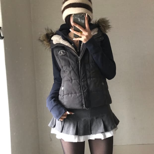 아베크롬비 그레이 울프죠 패딩조끼