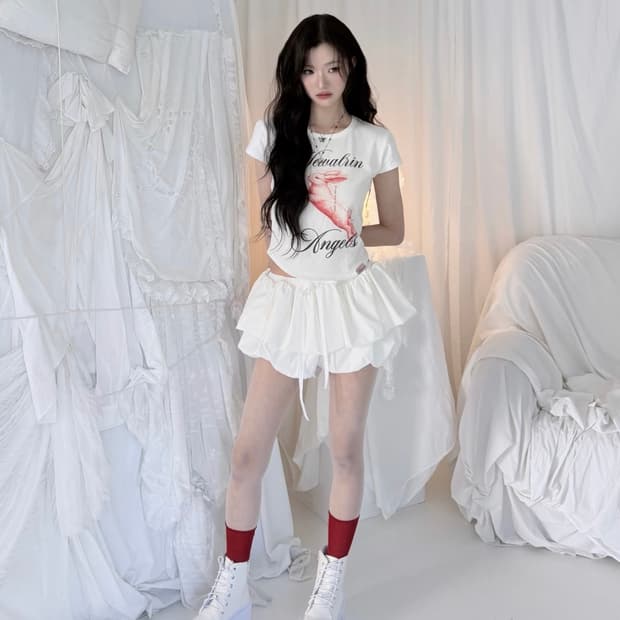뉴얼린 버니 프린트탑 Bunny Print short sleeve top