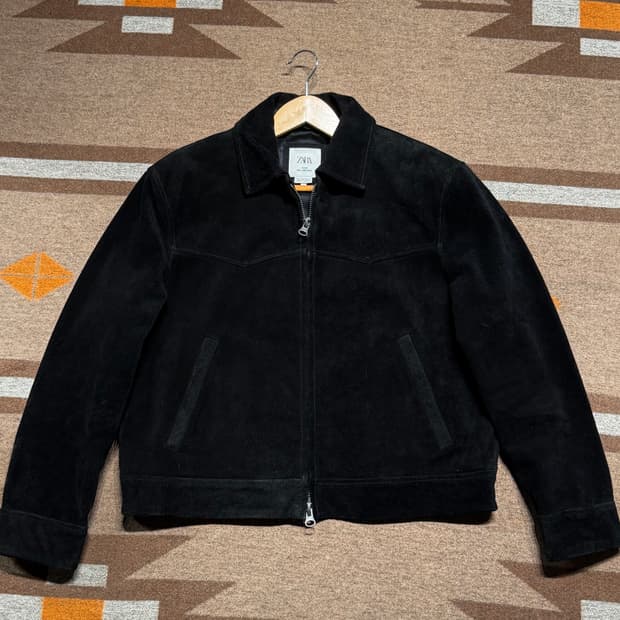 자라 90s 아카이브 버팔로 카우레더 스웨이드 자켓 L 웨스턴