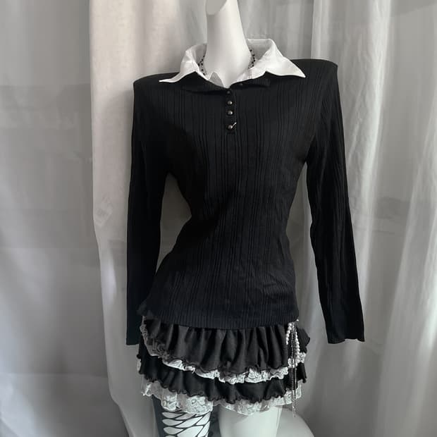 셔츠 레이어드 니트 탑